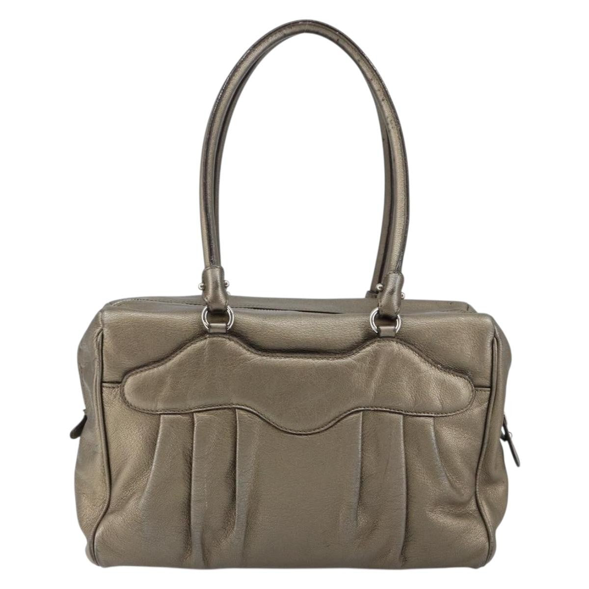 Salvatore Ferragamo Gancini Buckle Shoulder Bag Leather Gold Leather Tote Bag Bag (Pre-Loved)