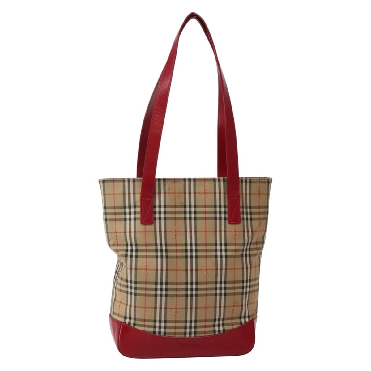Burberry Nova Check Tote Canvas Check Pattern Beige Canvas Tote Bag Bag (Pre-Loved)