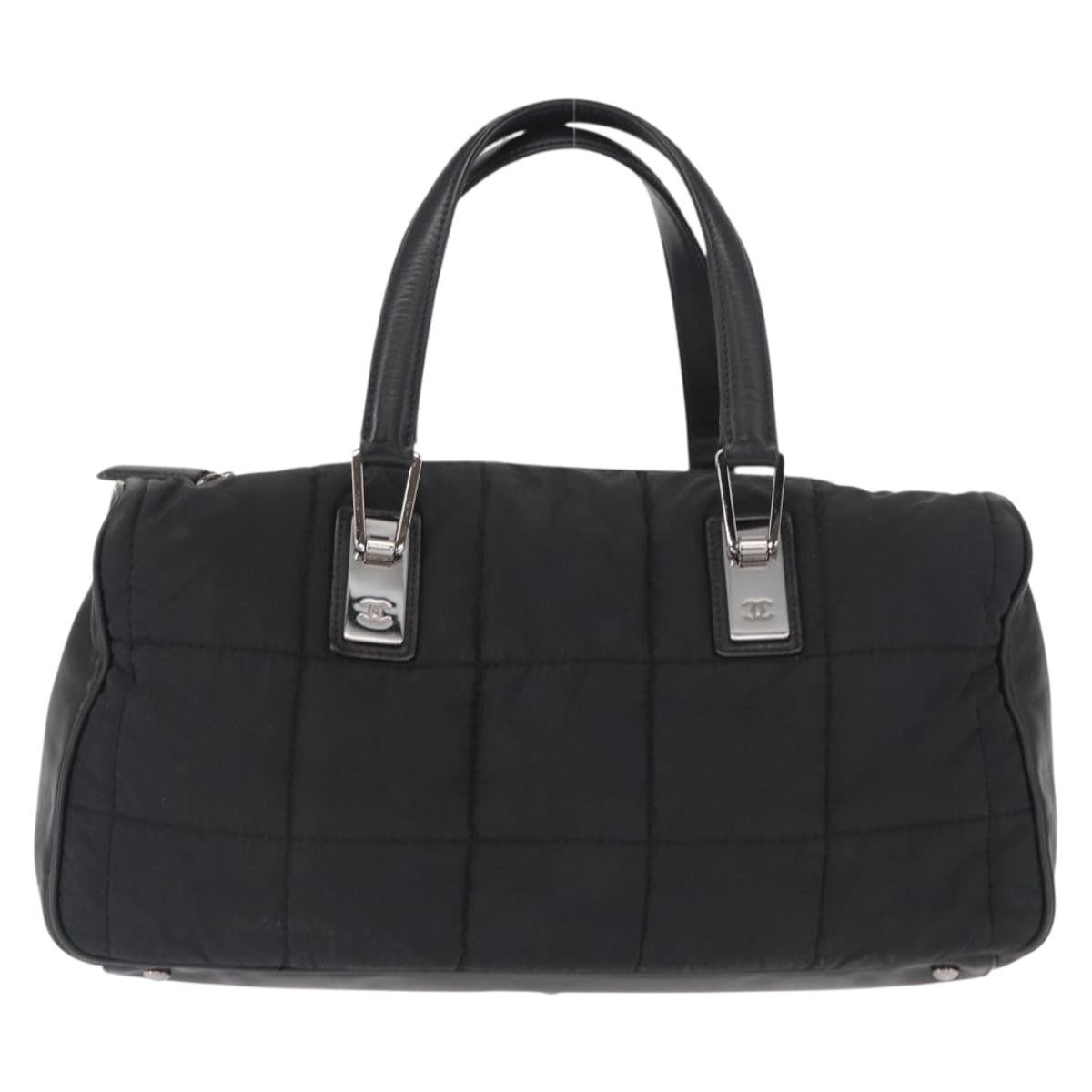 Chanel Square Stitch Boston Bag Quilted Nylon Black Nylon Travel Bag Bag (Authentic Pre-Loved)