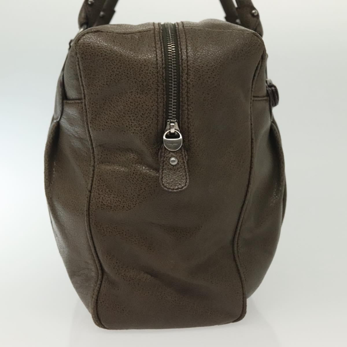 Salvatore Ferragamo Gancini Buckle Shoulder Bag Leather Khaki Leather Bag (Authentic Pre-Loved)