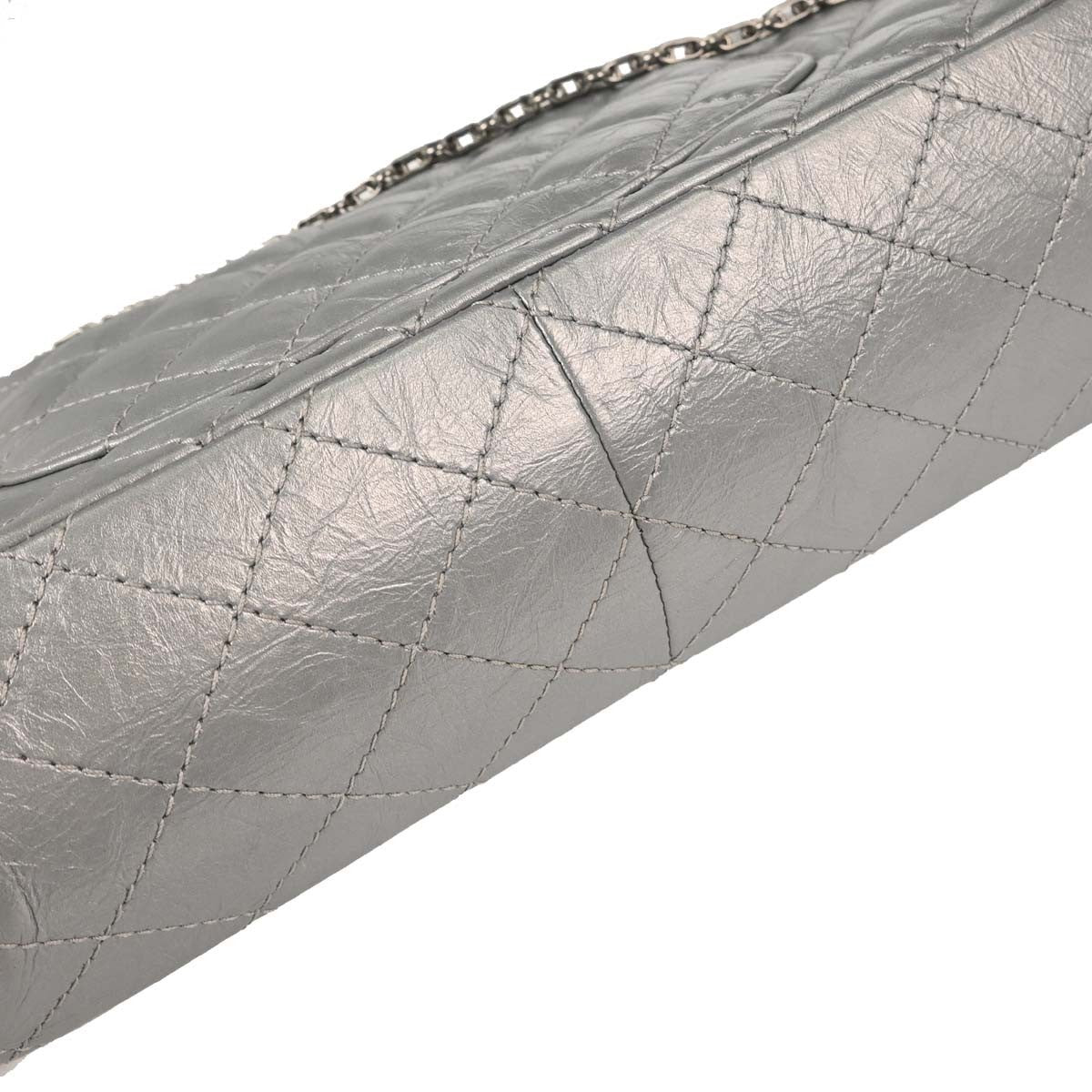 Chanel Reissue 2.55 Double Compartment Flap Bag Quilted Aged Calfskin Silver Calfskin Shoulder Bag Bag (Pre-Loved)