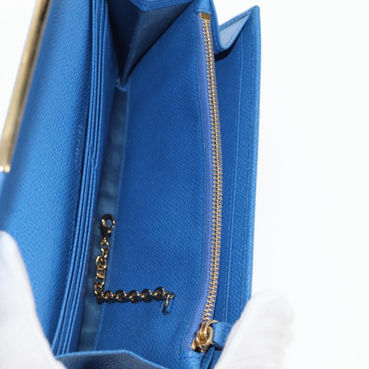 Salvatore Ferragamo Gancini Flap Continental Wallet Leather Blue Leather Wallets Accessory (Pre-Loved)