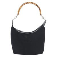 Gucci Vintage Bamboo Hobo Nylon Navy Nylon Shoulder Bag Bag (Pre-Loved)