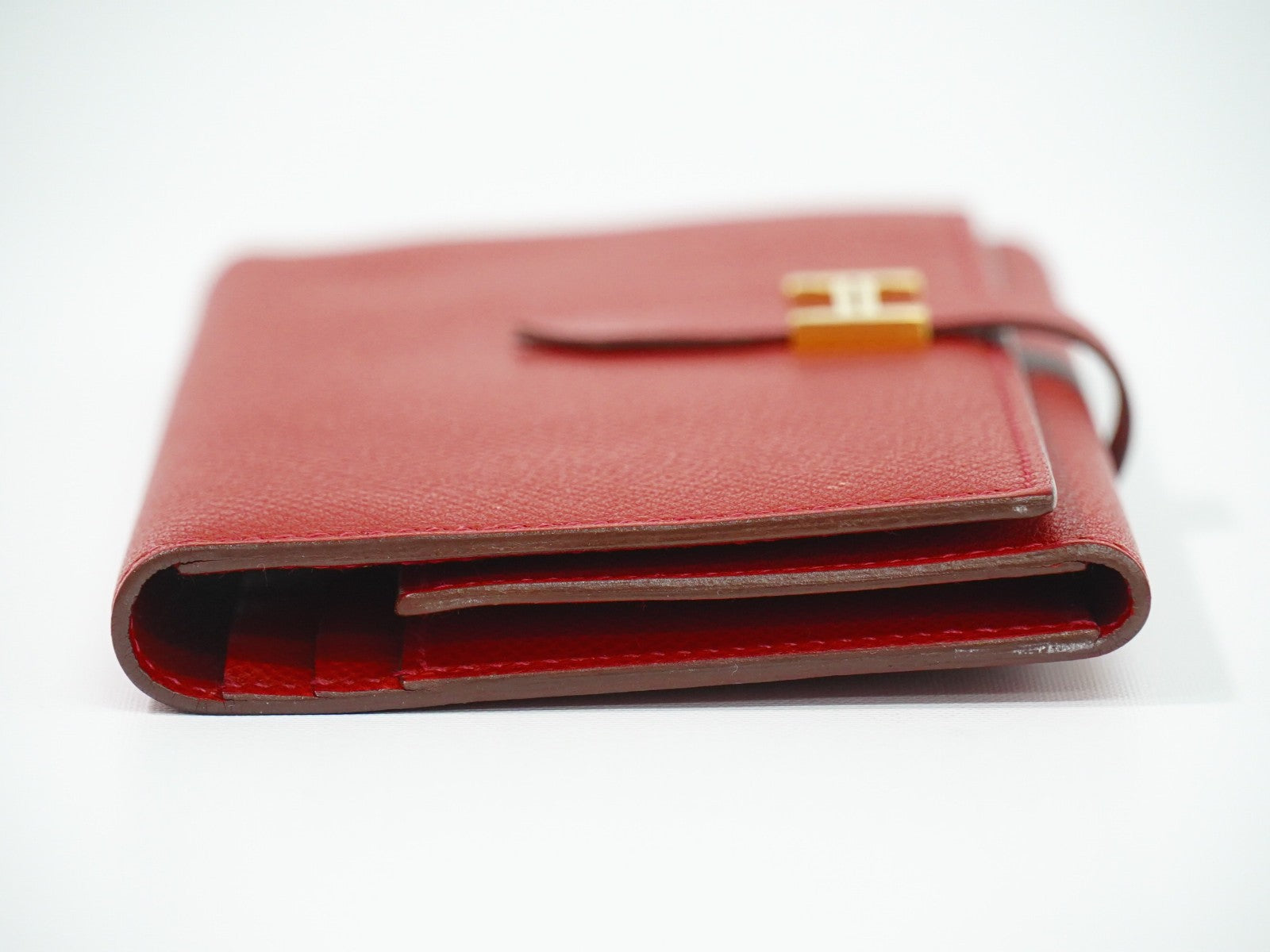Hermes Bearn Wallet Epsom Red Leather Wallets Accessory (Pre-Loved)