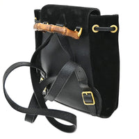 Gucci Vintage Bamboo Backpack Suede Black Suede Backpack Bag (Authentic Pre-Loved)
