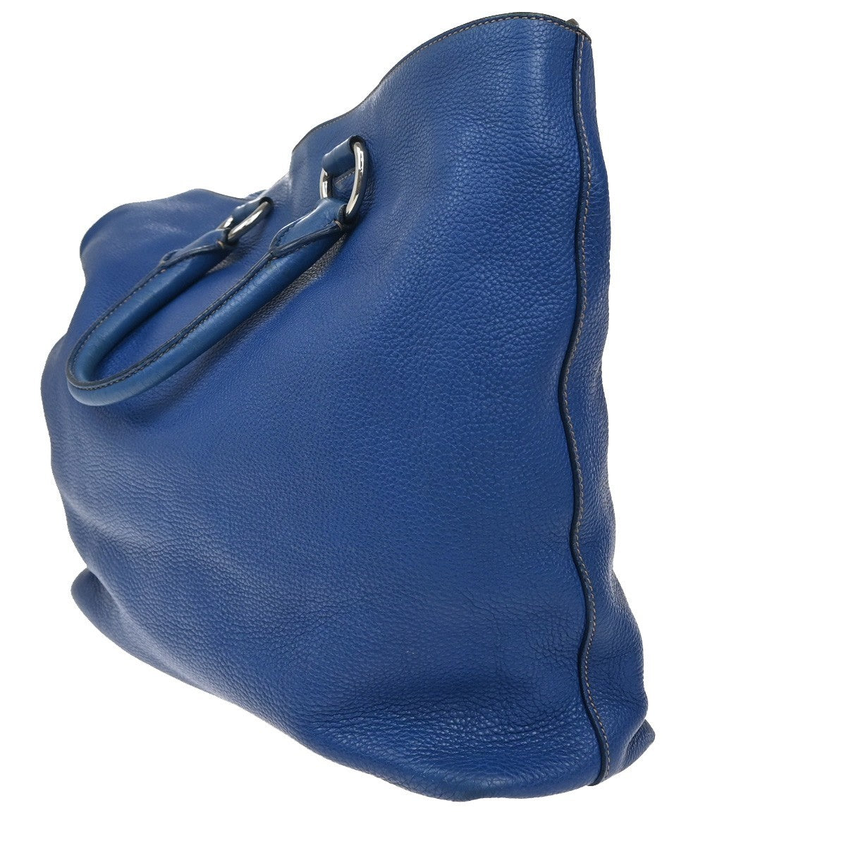 Prada Vintage Tote Leather Blue Leather Tote Bag Bag (Pre-Loved)