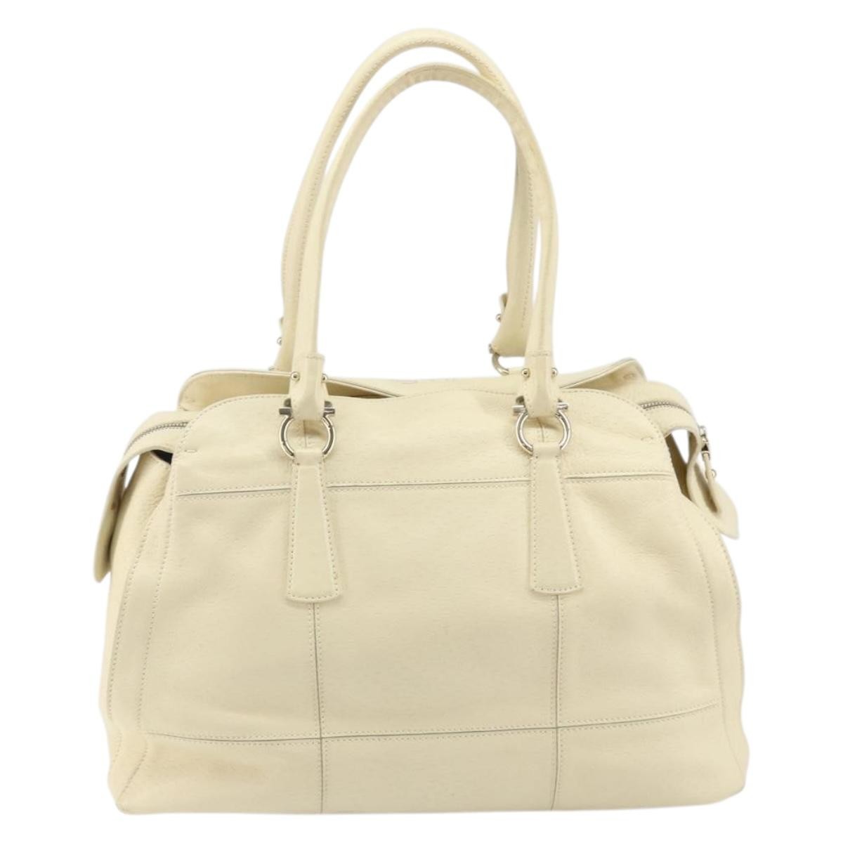 Salvatore Ferragamo Gancini Shoulder Bag Leather Beige Leather Shoulder Bag Bag (Authentic Pre-Loved)