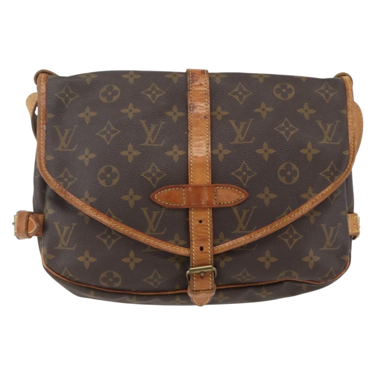 Louis Vuitton Saumur Handbag Monogram Canvas Brown Canvas Shoulder Bag Bag (Authentic Pre-Loved)