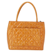 Chanel Medallion Tote Quilted Patent Beige Patent_Leather Tote Bag Bag (Pre-Loved)
