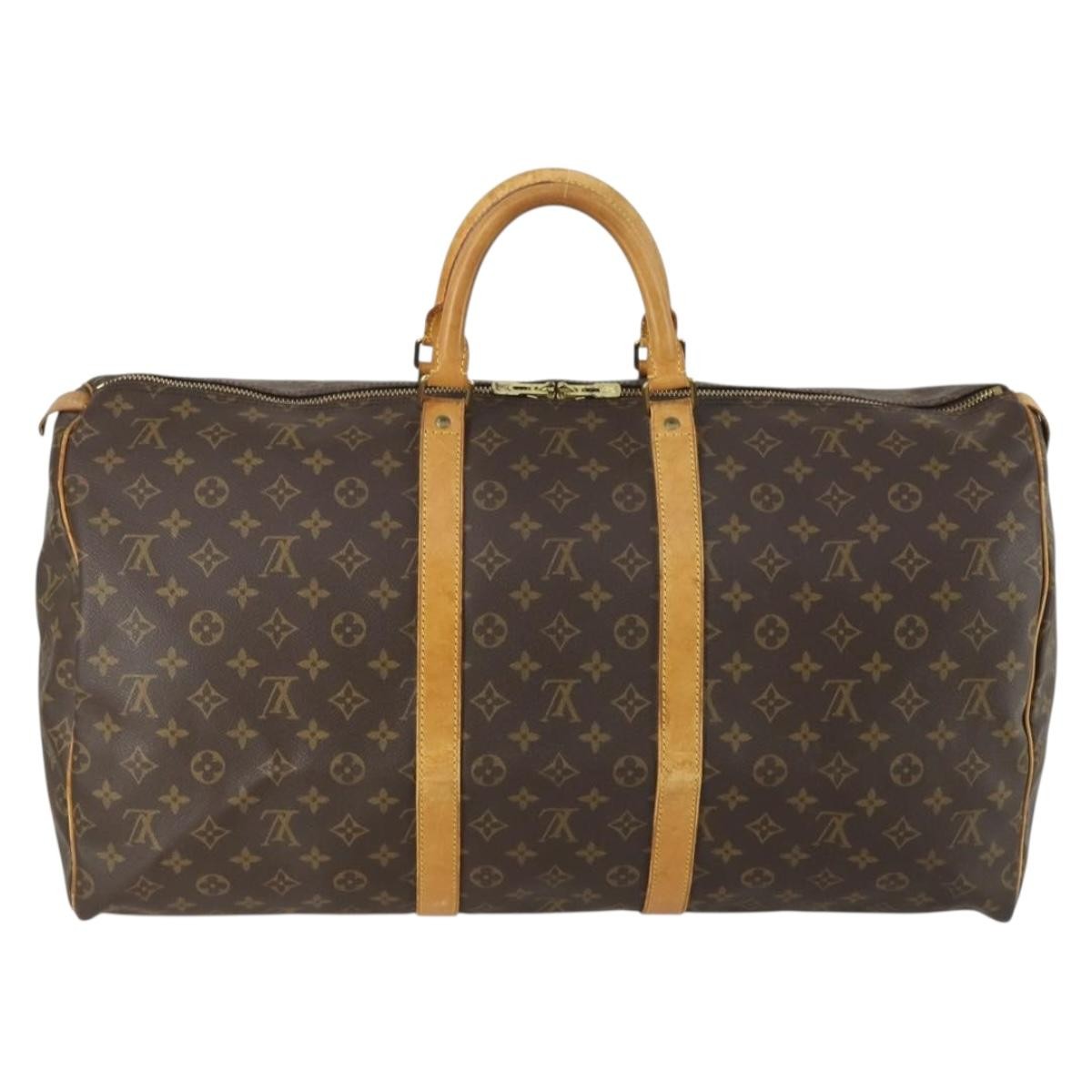 Louis Vuitton Keepall Bag Monogram Canvas Brown Canvas Travel Bag Bag (Authentic Pre-Loved)
