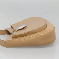 Salvatore Ferragamo Gancini Shoulder Bag Patent Leather Beige Patent_Leather Bag (Authentic Pre-Loved)