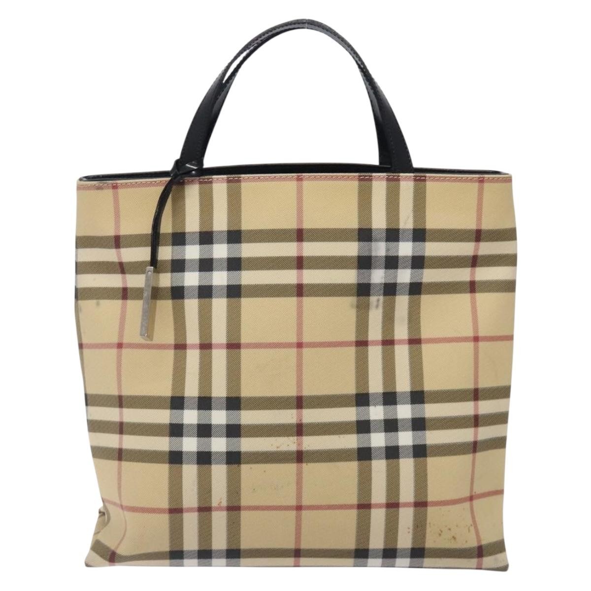 Burberry Nova Check Tote Canvas Check Pattern Beige Canvas Tote Bag Bag (Pre-Loved)