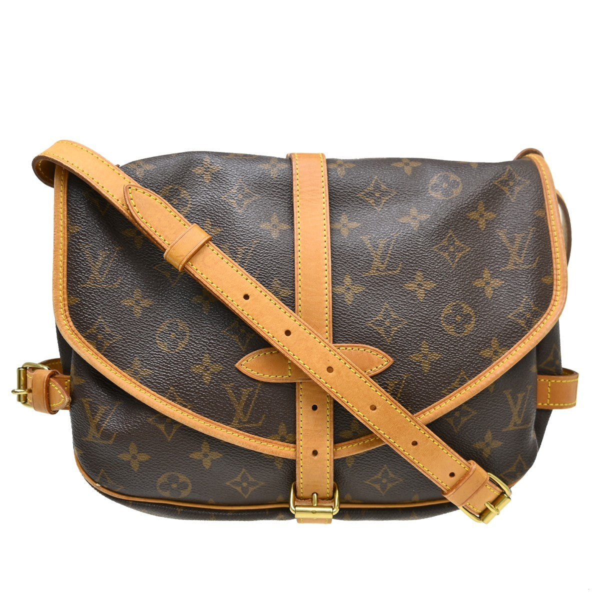Louis Vuitton Saumur Handbag Monogram Canvas Brown Canvas Shoulder Bag Bag (Authentic Pre-Loved)