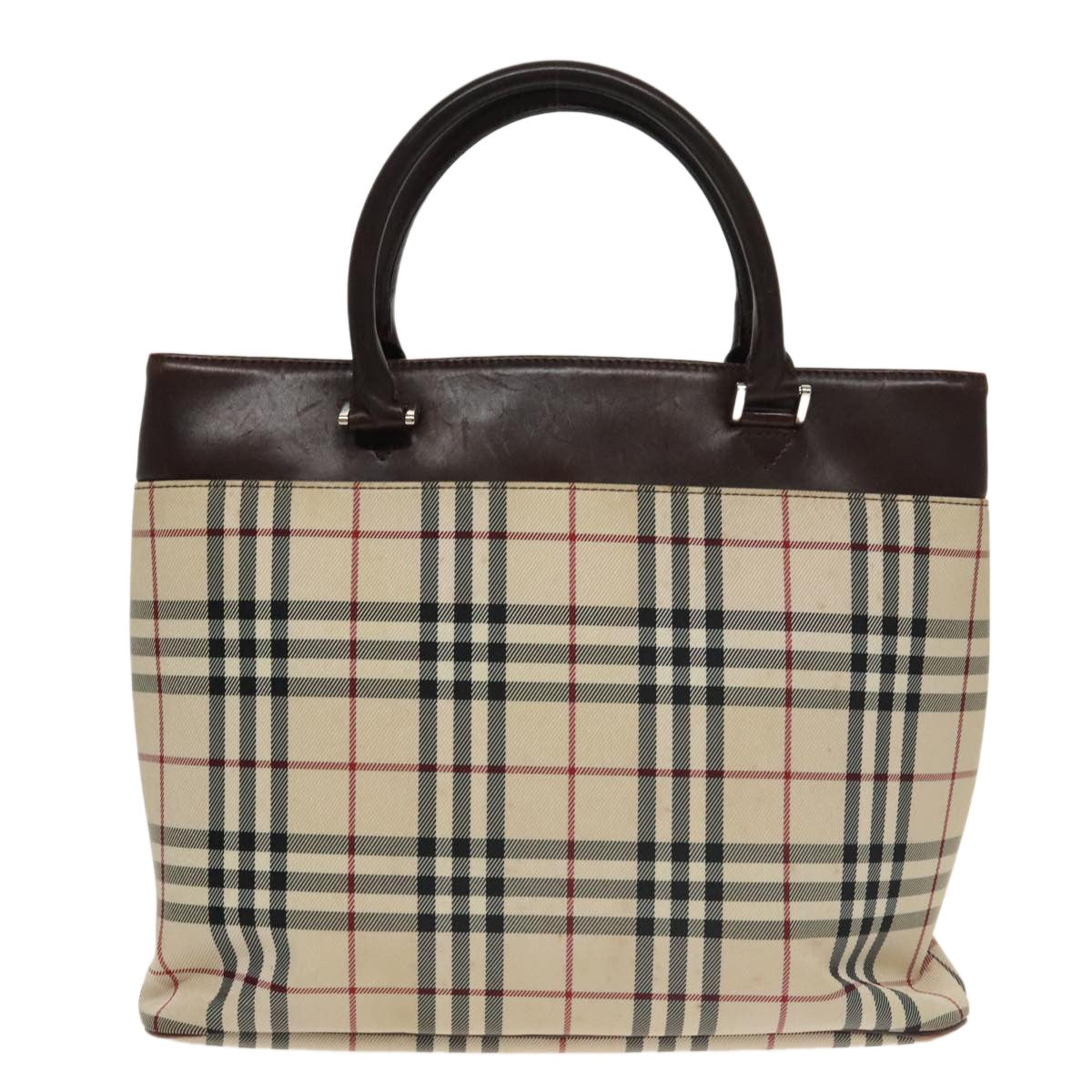 Burberry Nova Check Tote Canvas And Leather Beige Canvas Tote Bag Bag (Pre-Loved)