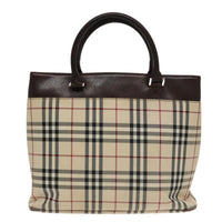 Burberry Nova Check Tote Canvas And Leather Beige Canvas Tote Bag Bag (Pre-Loved)