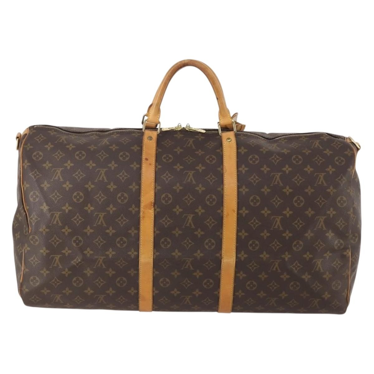 Louis Vuitton Keepall Bandouliere Bag Monogram Canvas Brown Canvas Travel Bag Bag (Pre-Loved)