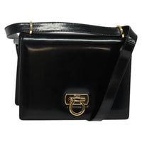 Salvatore Ferragamo Gancini Shoulder Bag Patent Leather Black Patent_Leather Shoulder Bag Bag (Pre-Loved)