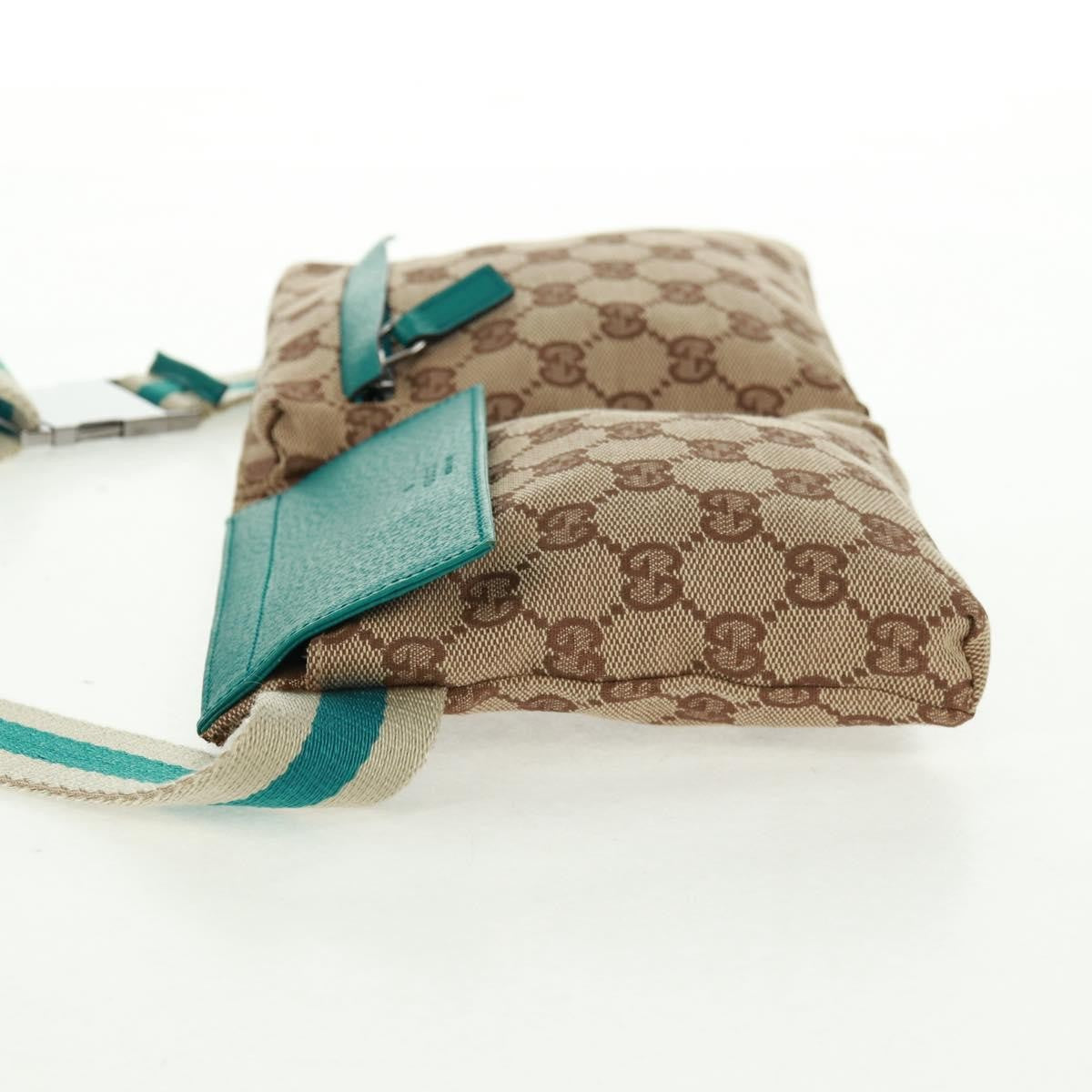 Gucci Vintage Double Belt Bag Gg Canvas With Leather Beige Canvas Shoulder Bag Bag (Authentic Pre-Loved)