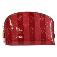 Louis Vuitton Cosmetic Pouch Limited Edition Monogram Vernis Rayures Red Patent_Leather Bag (Authentic Pre-Loved)