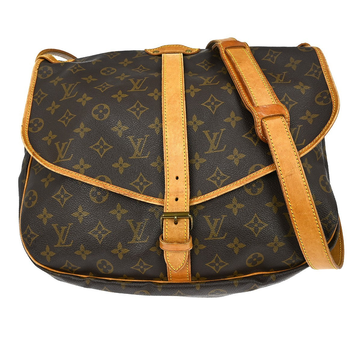 Louis Vuitton Saumur Handbag Monogram Canvas Brown Canvas Shoulder Bag Bag (Authentic Pre-Loved)