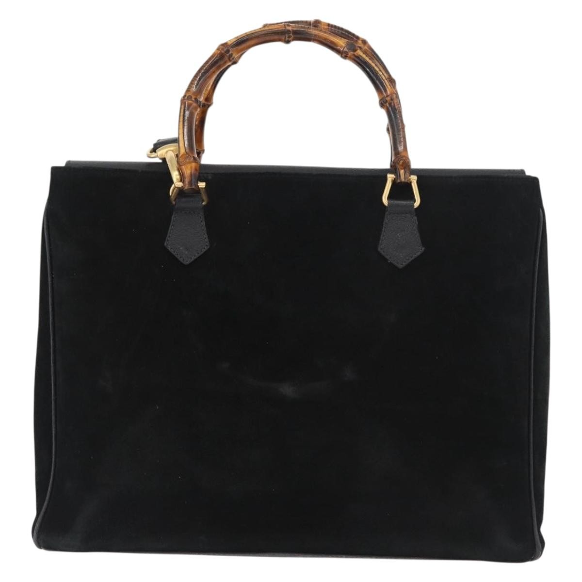 Gucci Bamboo Tote Bag Suede Black Suede Tote Bag Bag (Authentic Pre-Loved)