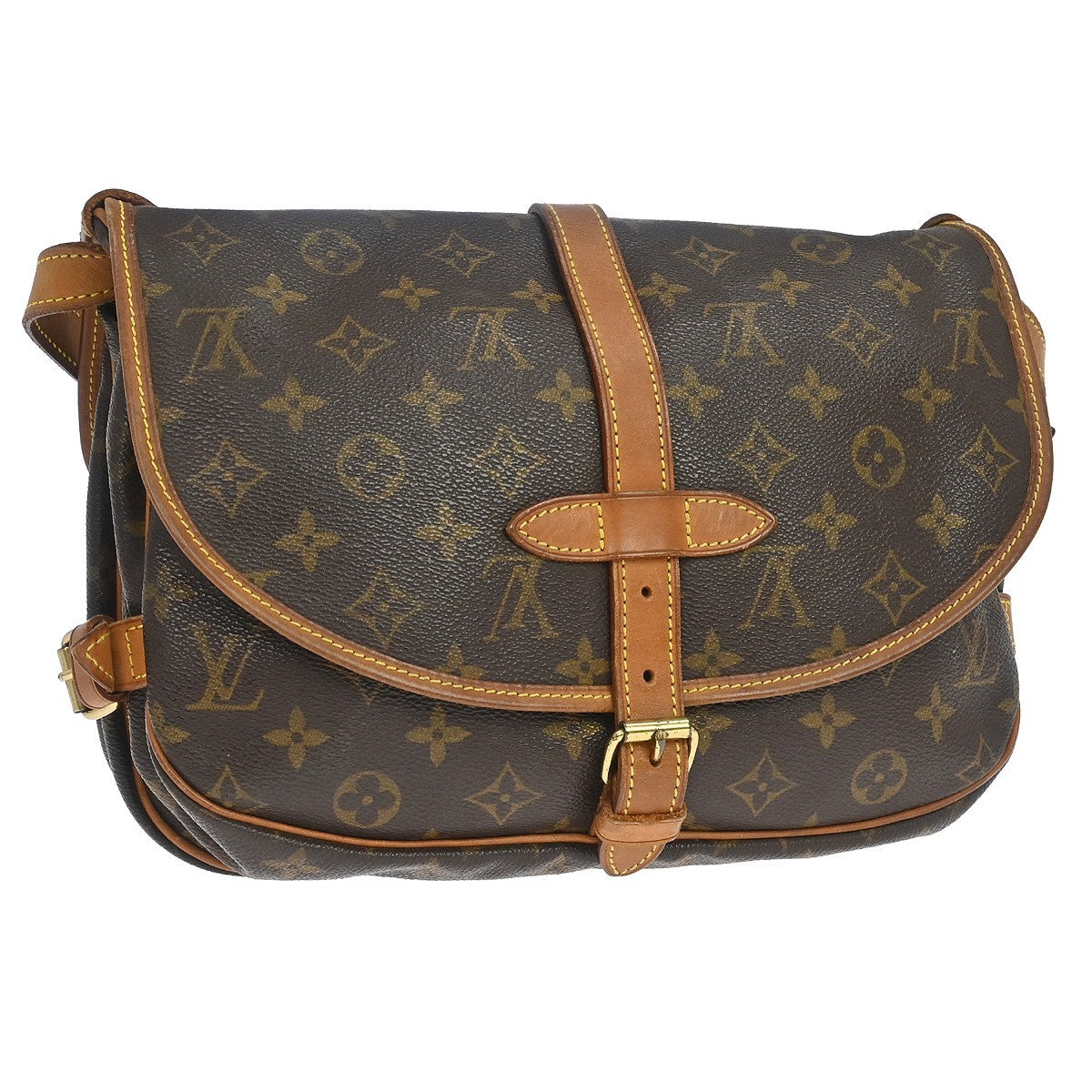 Louis Vuitton Louis Vuitton Saumur Handbag Monogram Canvas Brown Canvas Shoulder Bag Bag (Authentic Pre-Loved)