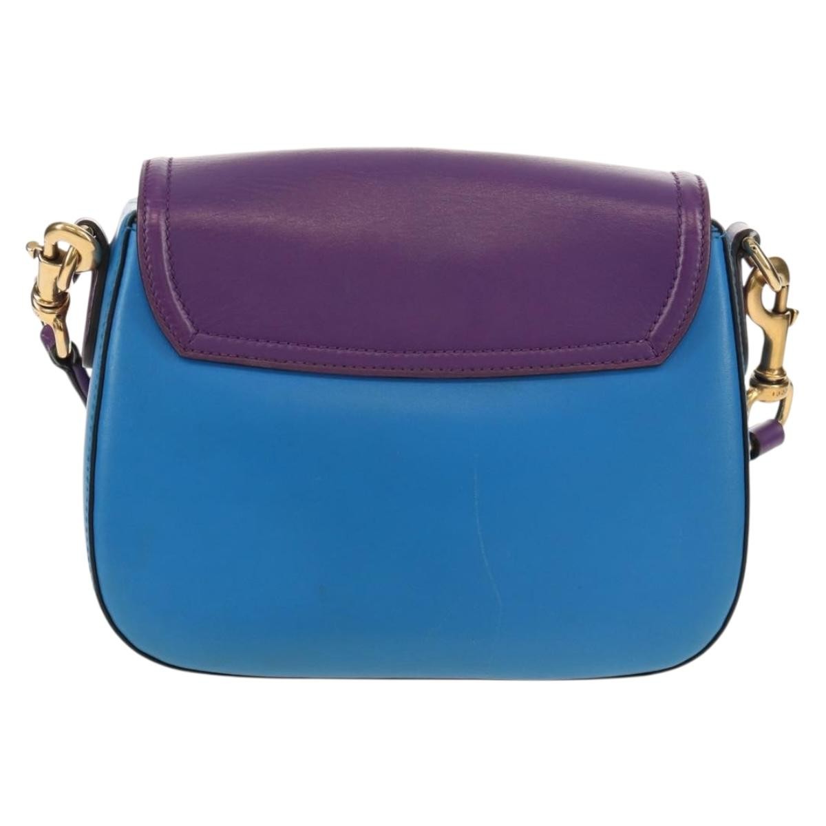 Gucci Lady Web Shoulder Bag Leather Blue Leather Shoulder Bag Bag (Pre-Loved)
