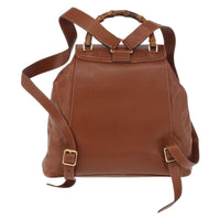 Gucci Vintage Bamboo Backpack Leather Brown Leather Backpack Bag (Authentic Pre-Loved)