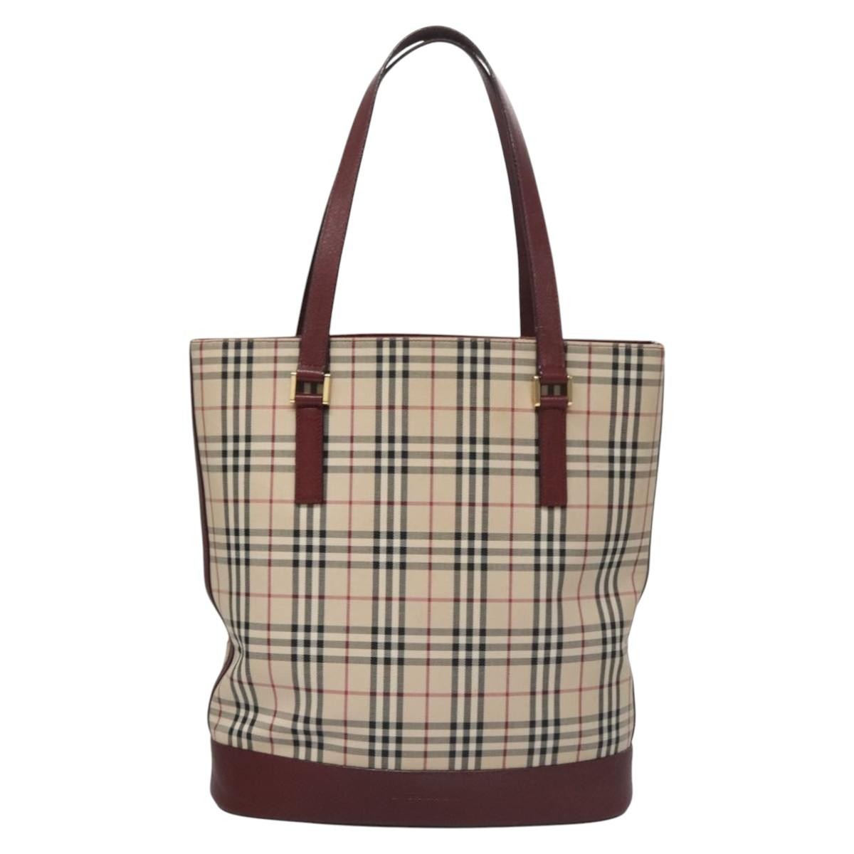 Burberry Nova Check Tote Canvas And Leather Beige Canvas Tote Bag Bag (Authentic Pre-Loved)