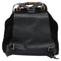 Gucci Vintage Bamboo Backpack Suede And Leather Black Suede Backpack Bag (Authentic Pre-Loved)