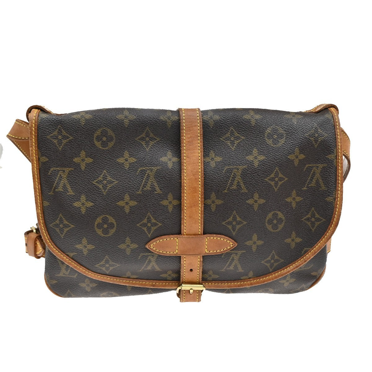 Louis Vuitton Saumur Handbag Monogram Canvas Brown Canvas Shoulder Bag Bag (Pre-Loved)