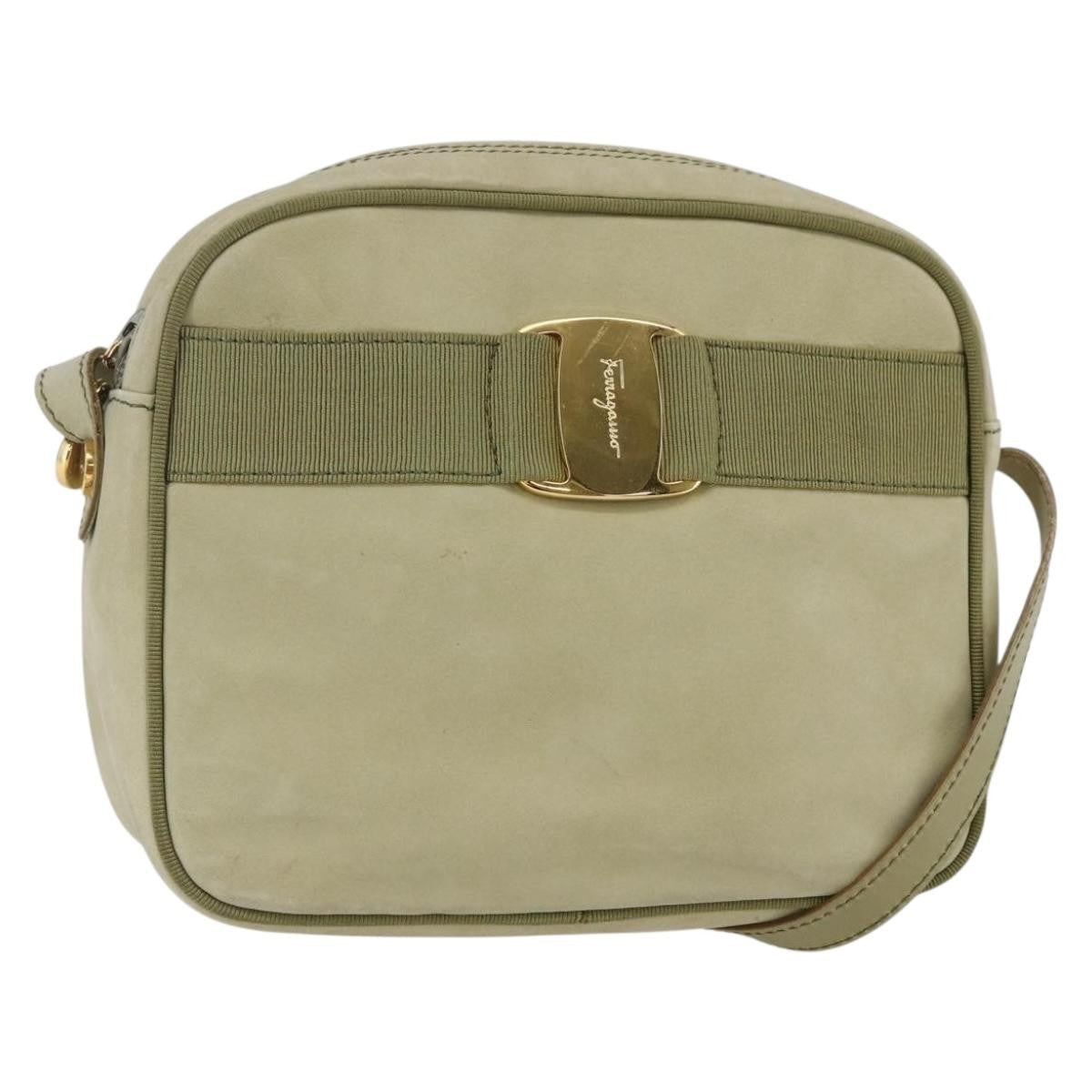 Salvatore Ferragamo Vala Shoulder Bag Suede Green Suede Shoulder Bag Bag (Authentic Pre-Loved)
