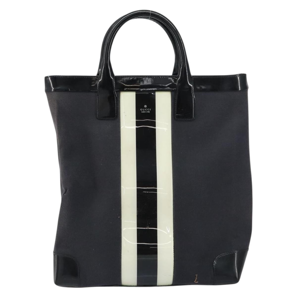 Gucci Vintage Tote Canvas Black Canvas Tote Bag Bag (Authentic Pre-Loved)