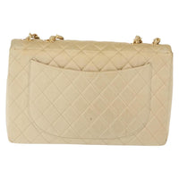 Chanel Vintage Classic Single Flap Bag Silk Beige Satin Shoulder Bag Bag (Authentic Pre-Loved)