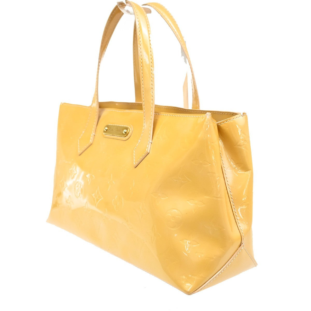 Louis Vuitton Wilshire Handbag Monogram Vernis Beige Patent_Leather Handbag (Authentic Pre-Loved)