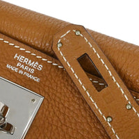 Hermes Kelly Handbag Brown Togo With Palladium Hardware Gold Leather Handbag (Pre-Loved)
