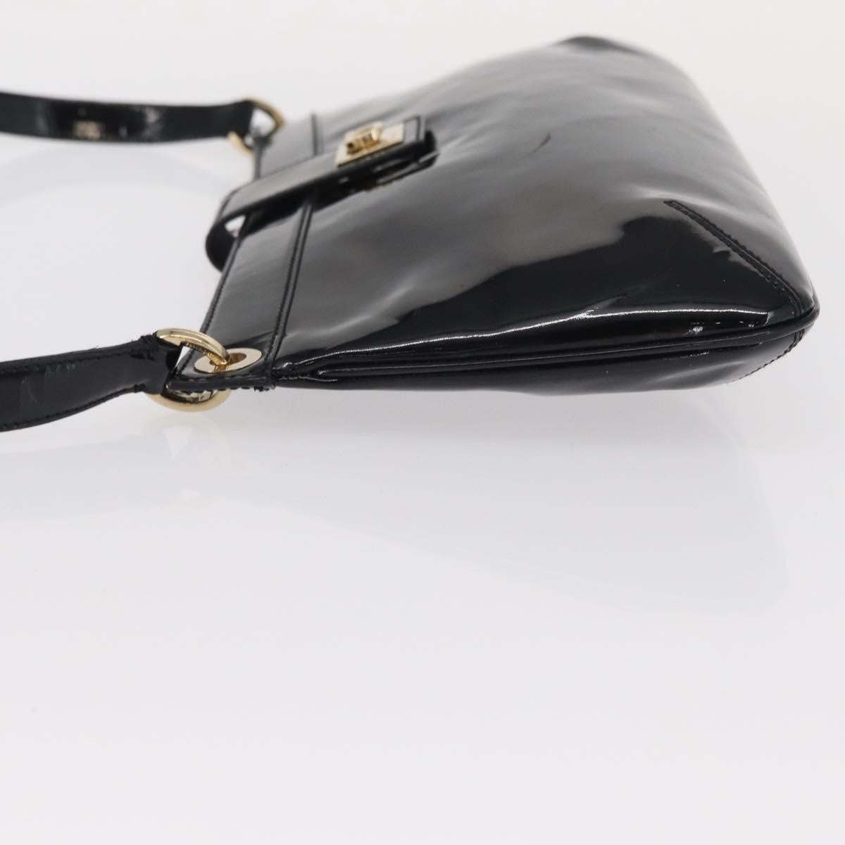 Salvatore Ferragamo Gancini Shoulder Bag Patent Leather Black Patent_Leather Shoulder Bag Bag (Pre-Loved)