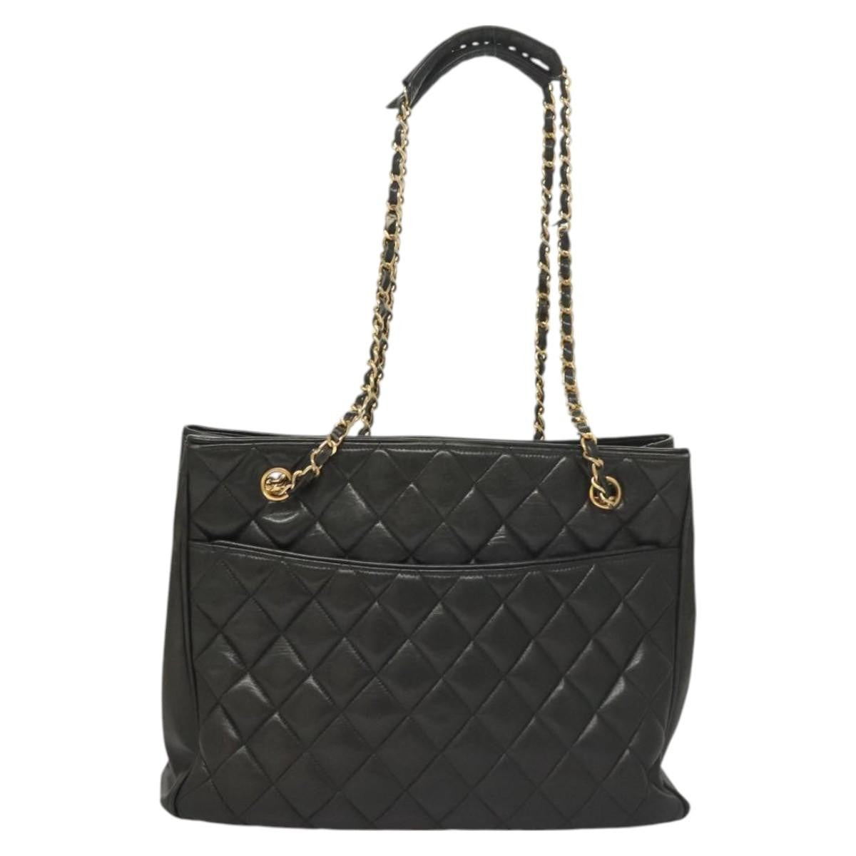 Chanel Chain Shoulder Bag Leather Black Leather Shoulder Bag Bag (Pre-Loved)