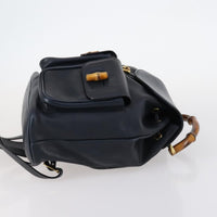 Gucci Vintage Bamboo Backpack Leather Navy Leather Backpack Bag (Pre-Loved)