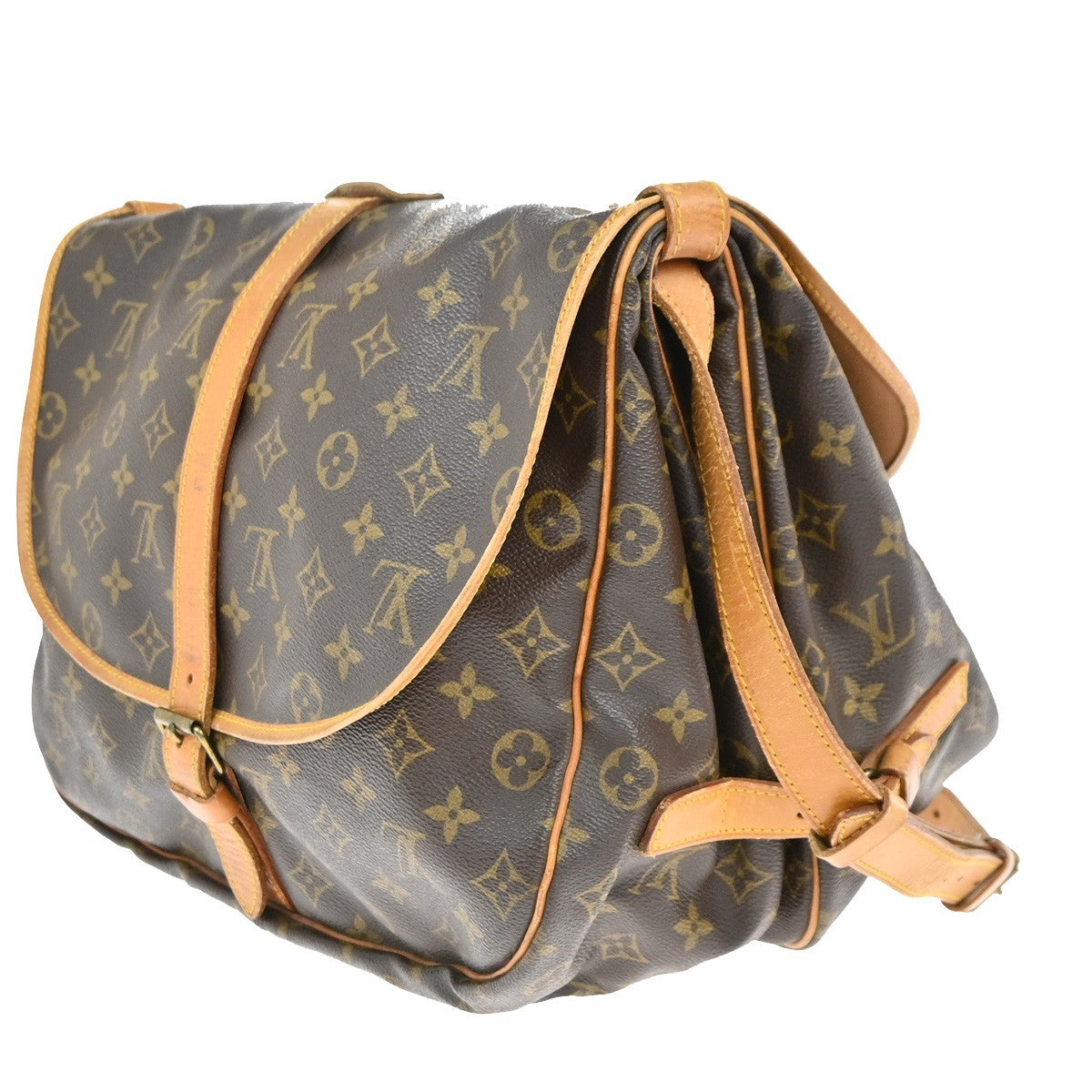 Louis Vuitton Saumur Handbag Monogram Canvas Brown Canvas Shoulder Bag Bag (Pre-Loved)