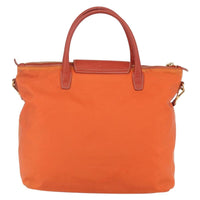 Prada Convertible Flap Tote Tessuto And Saffiano Leather Orange Nylon Tote Bag Bag (Authentic Pre-Loved)