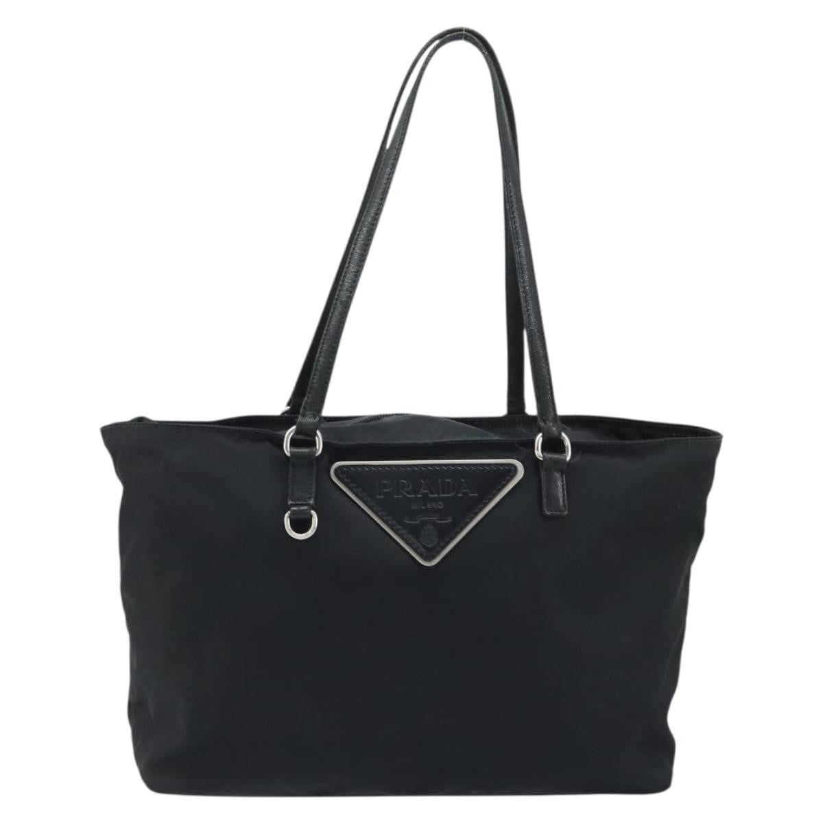 Prada Vintage Zip Tote Tessuto Black Nylon Tote Bag Bag (Authentic Pre-Loved)