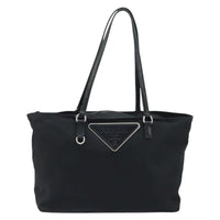 Prada Vintage Zip Tote Tessuto Black Nylon Tote Bag Bag (Authentic Pre-Loved)