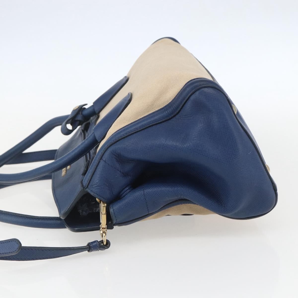 Prada Cuir Frame Convertible Tote Canvas And Saffiano Leather Beige Canvas Tote Bag Bag (Authentic Pre-Loved)