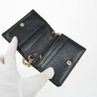 Gucci Zumi Chain Card Case Diagonal Quilted Leather Black Leather Wallets Accessory (Authentic Pre-Loved)