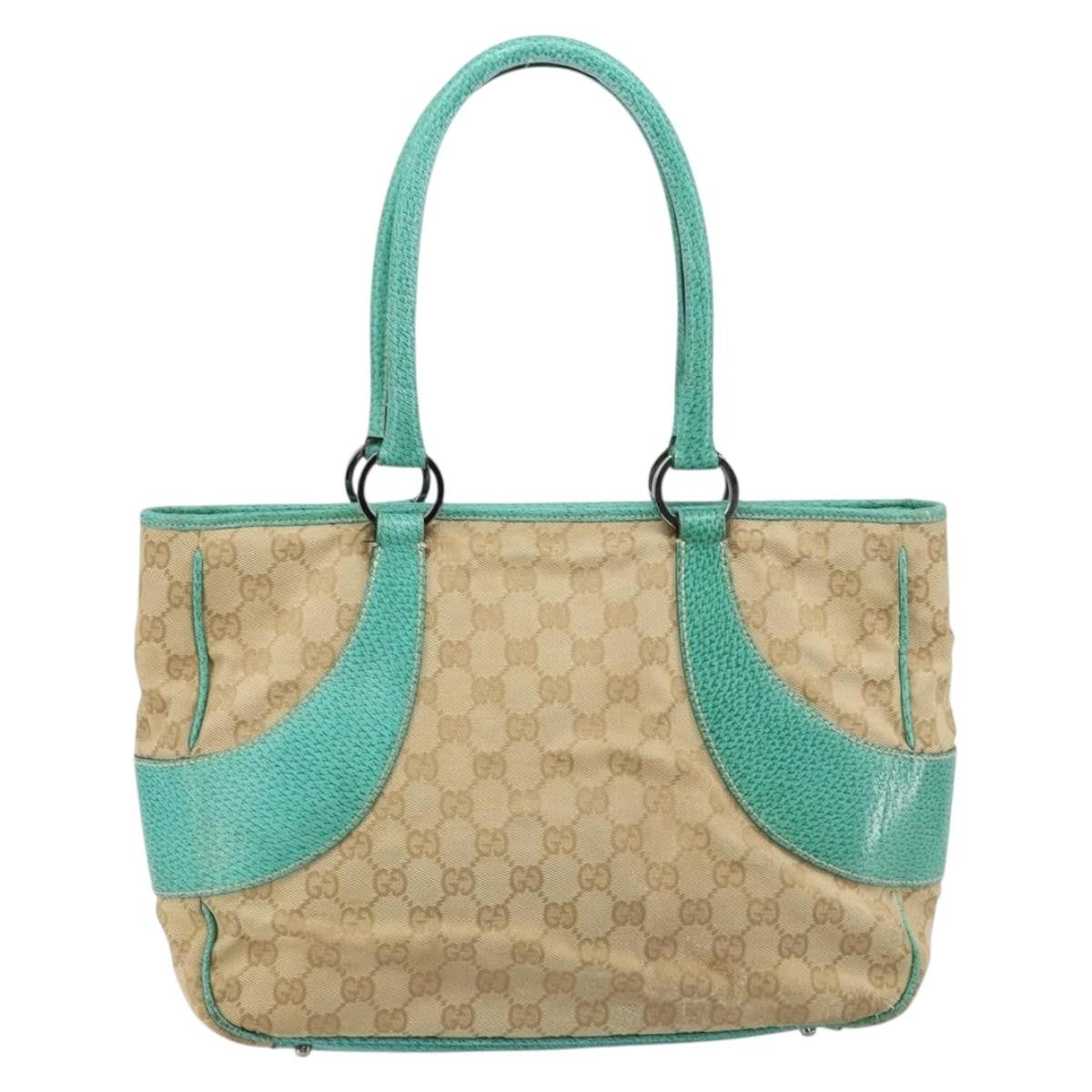 Gucci Vintage Ring Tote Gg Canvas With Leather Beige Canvas Tote Bag Bag (Pre-Loved)