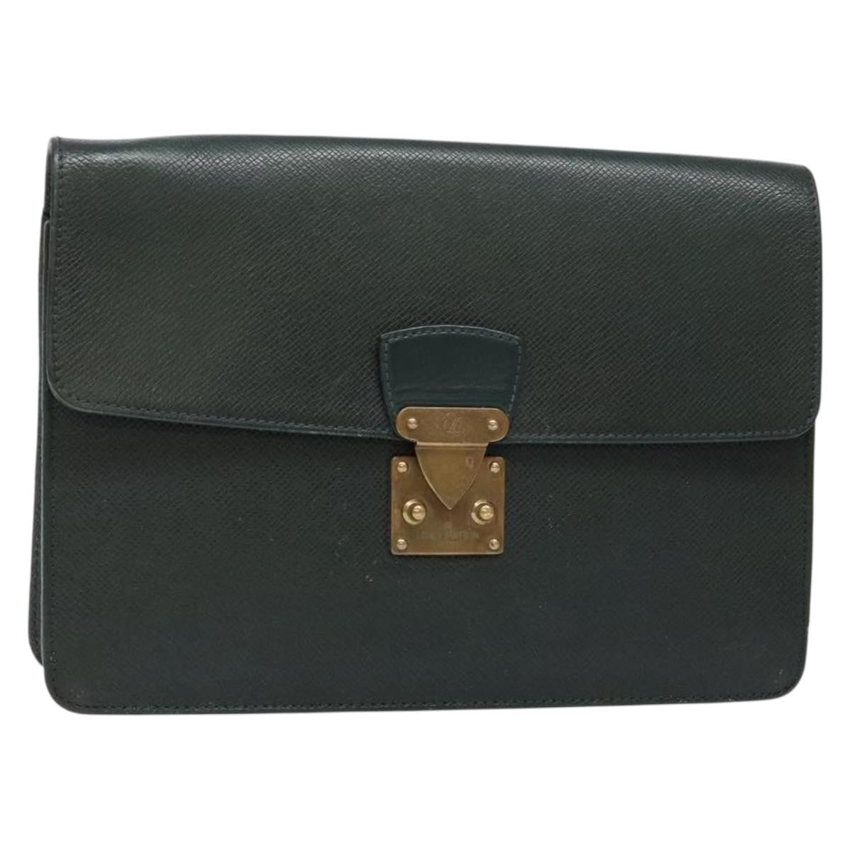 Louis Vuitton Kourad Pouch Taiga Green Leather Clutche & Pouche Bag (Authentic Pre-Loved)