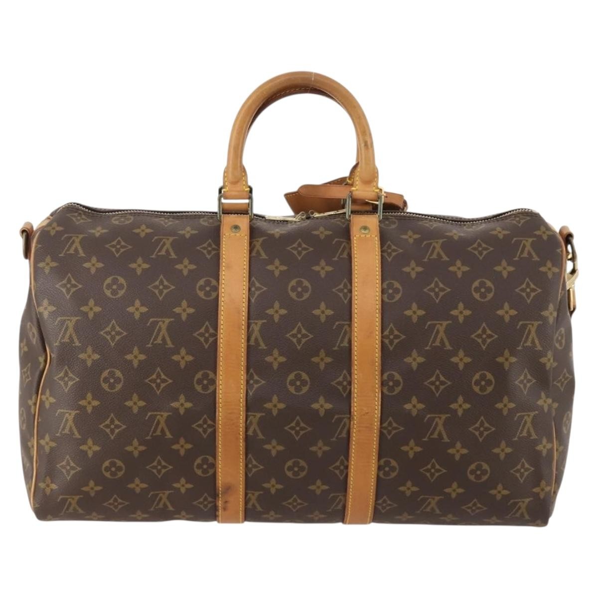 Louis Vuitton Keepall Bandouliere Bag Monogram Canvas Brown Canvas Travel Bag Bag (Authentic Pre-Loved)