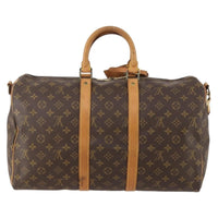 Louis Vuitton Keepall Bandouliere Bag Monogram Canvas Brown Canvas Travel Bag Bag (Authentic Pre-Loved)