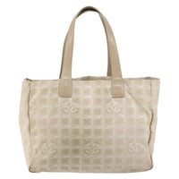 Chanel Travel Line Tote Nylon Beige Nylon Tote Bag Bag (Authentic Pre-Loved)